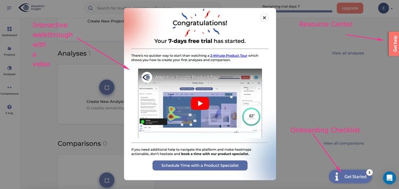 attention insights welcome screen - userpilot case study