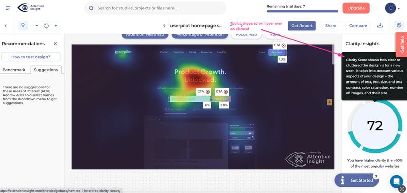 attention insights tooltips extra info - userpilot case study