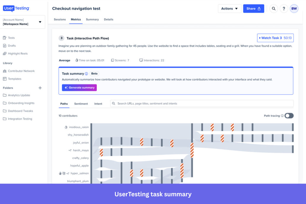 UserTesting task summary