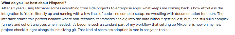 Mixpanel positive review