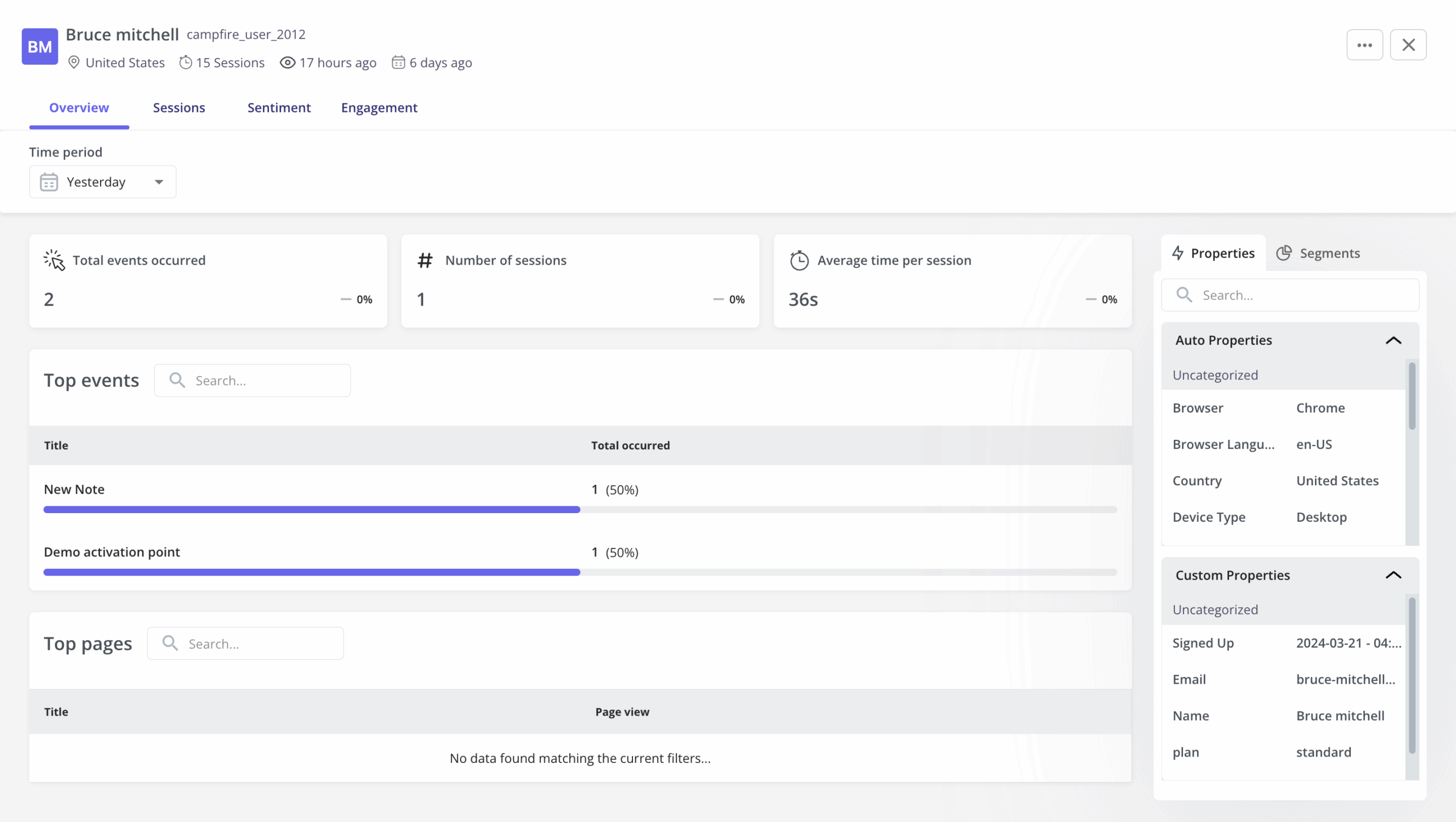 Userpilot's user profiles feature