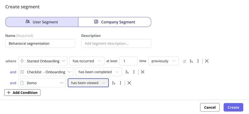 userpilot behavioral segmentation