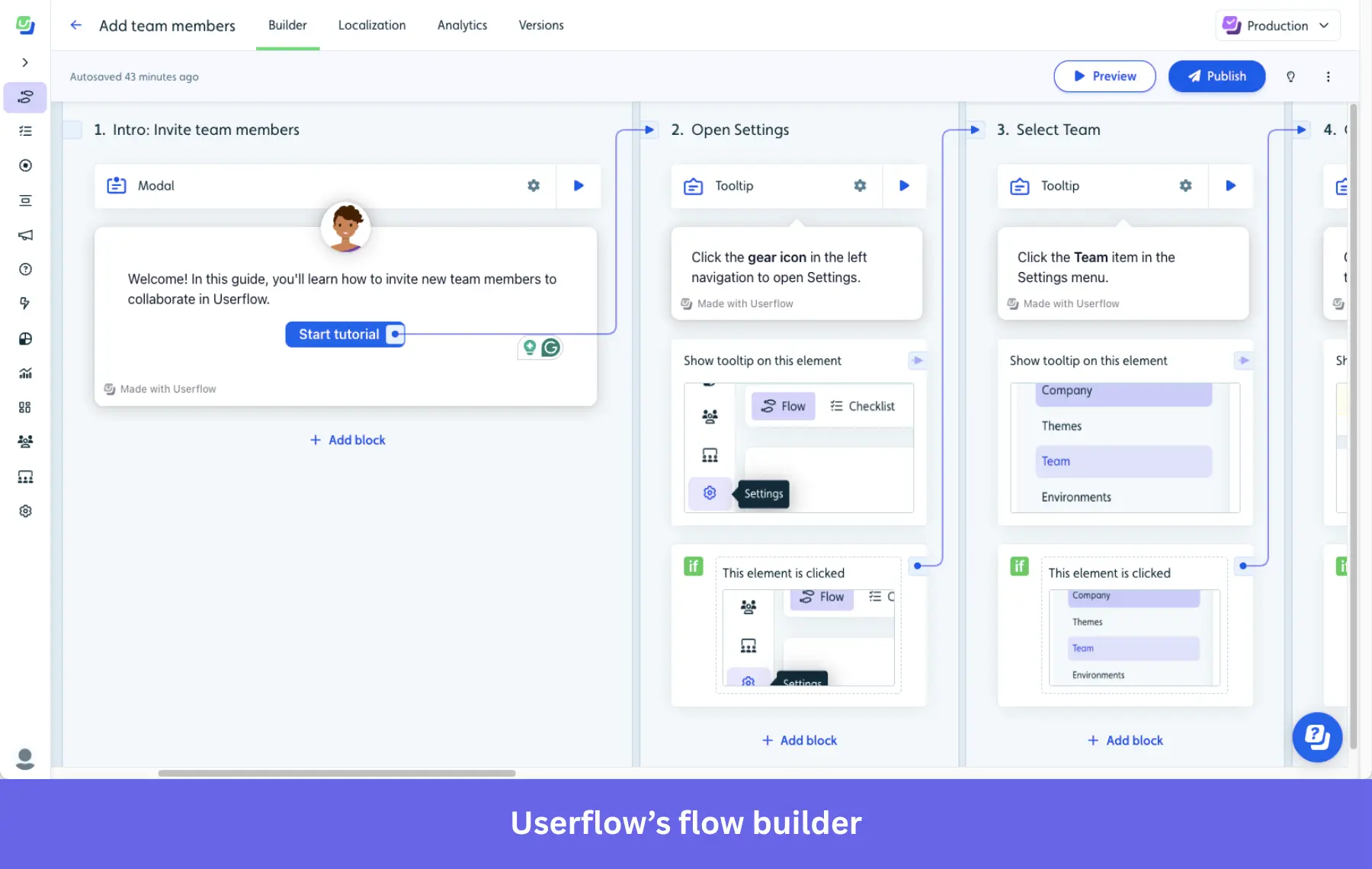 Userflow flow builder.