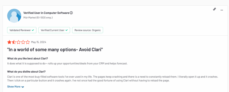 clari autocapture negative review
