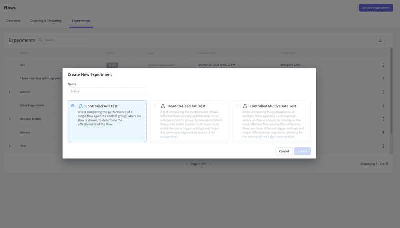 ab testing userpilot