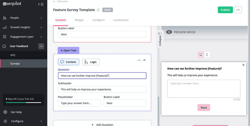 Create surveys with Userpilot.