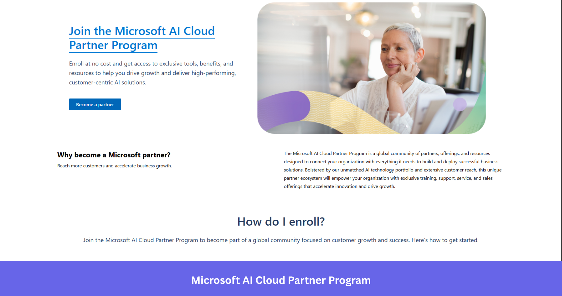 The landing page of the Microsoft AI Cloud Partner Program