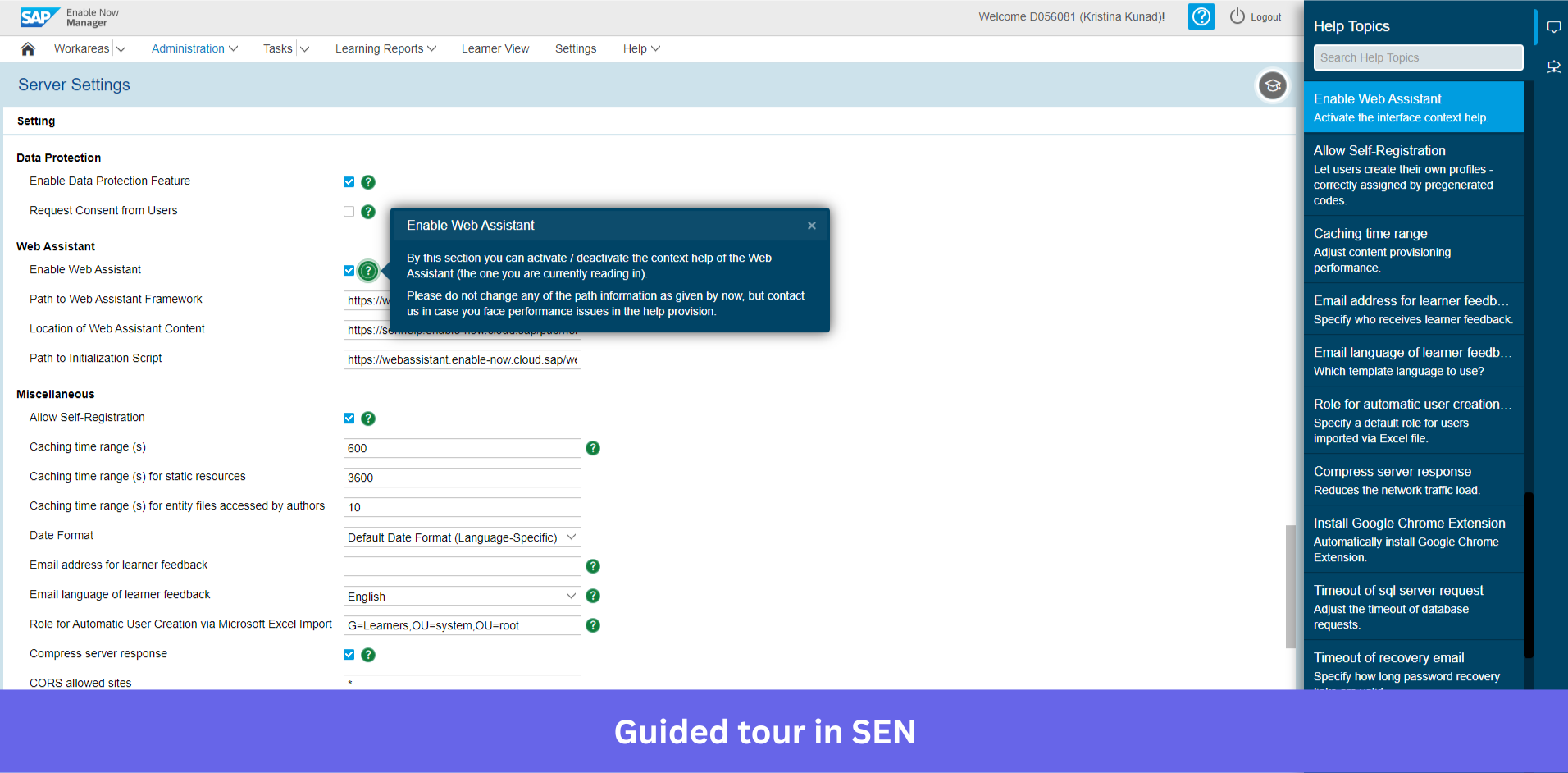 Providing contextual help with a tooltip in SAP Enable Now.