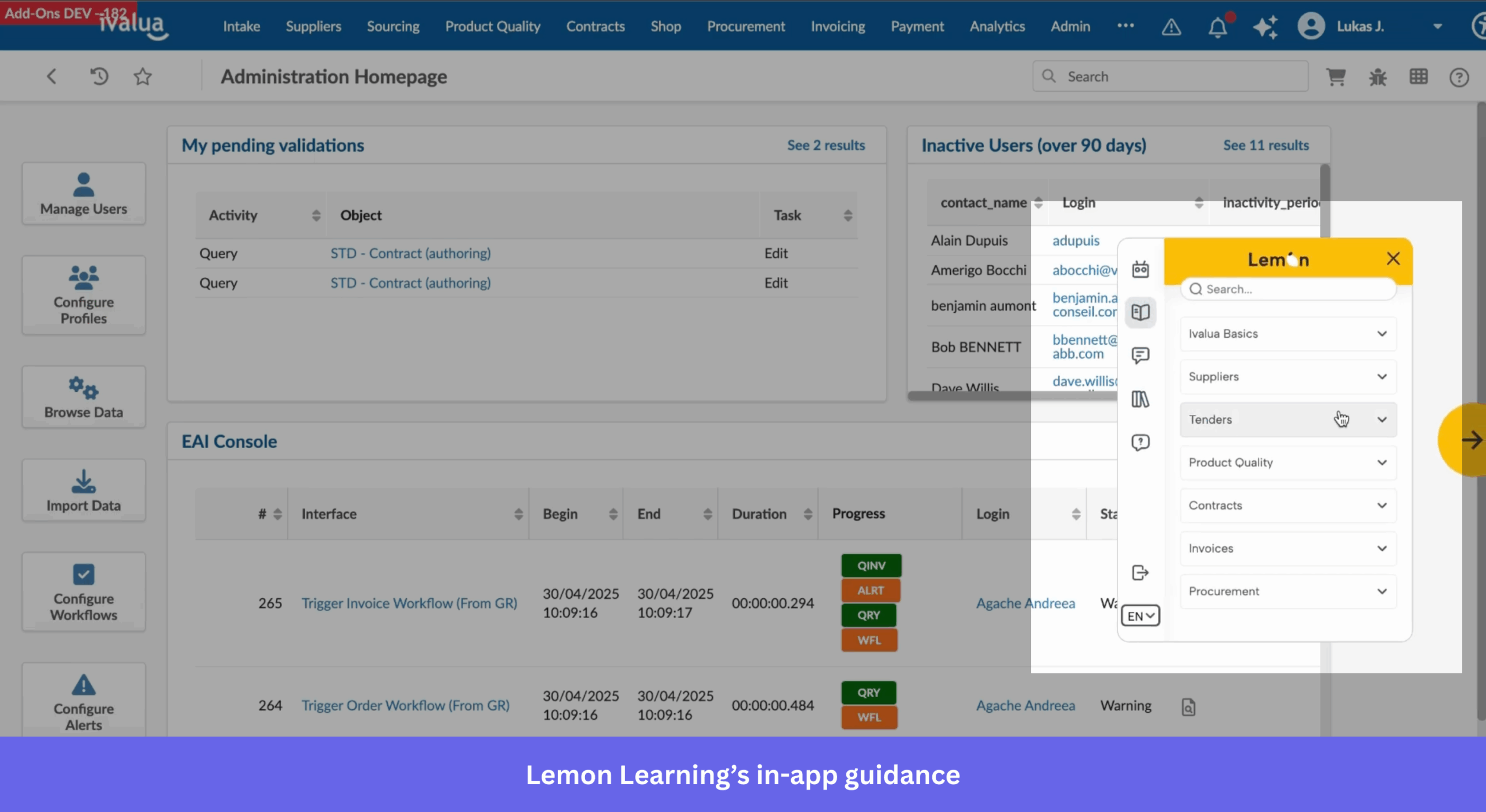 Lemon Learning's player for in-app help