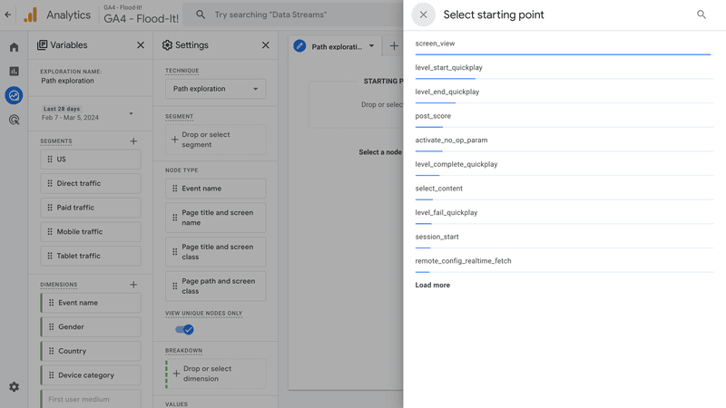 Choose the ending event name