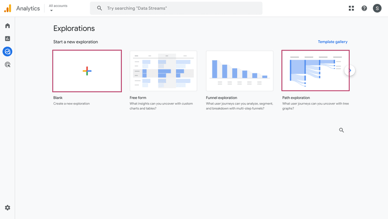 Select Path exploration from the Explorations page