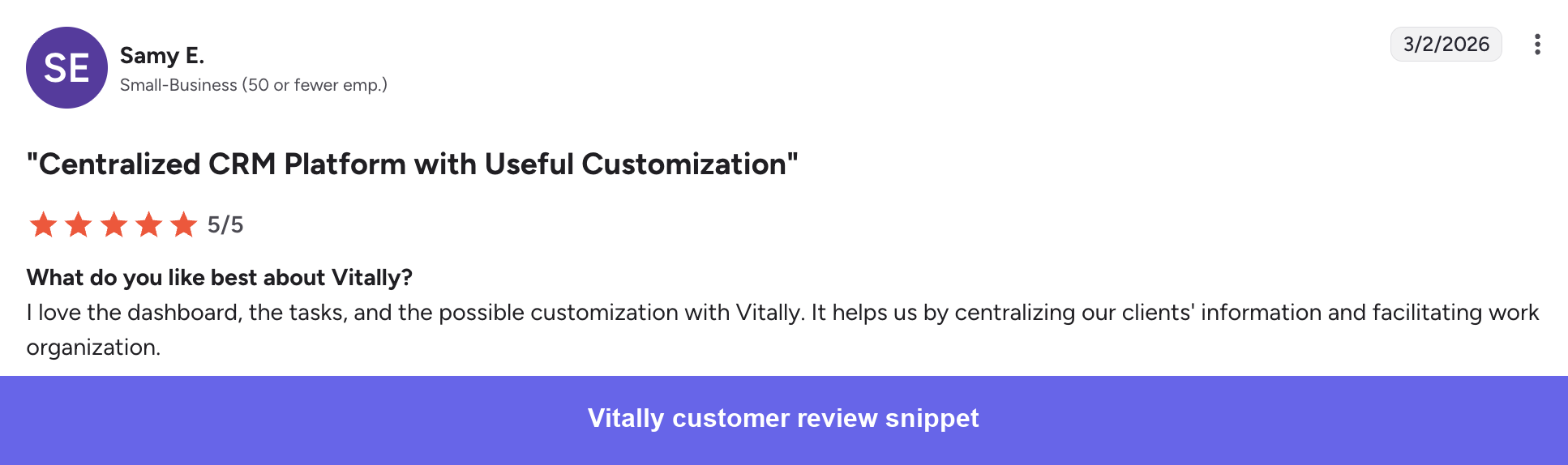 G2 Positive review for Vitally