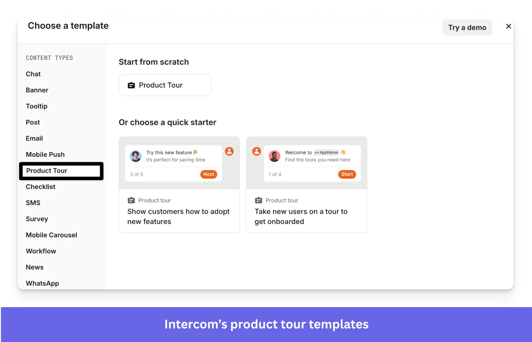 Intercom product tours
