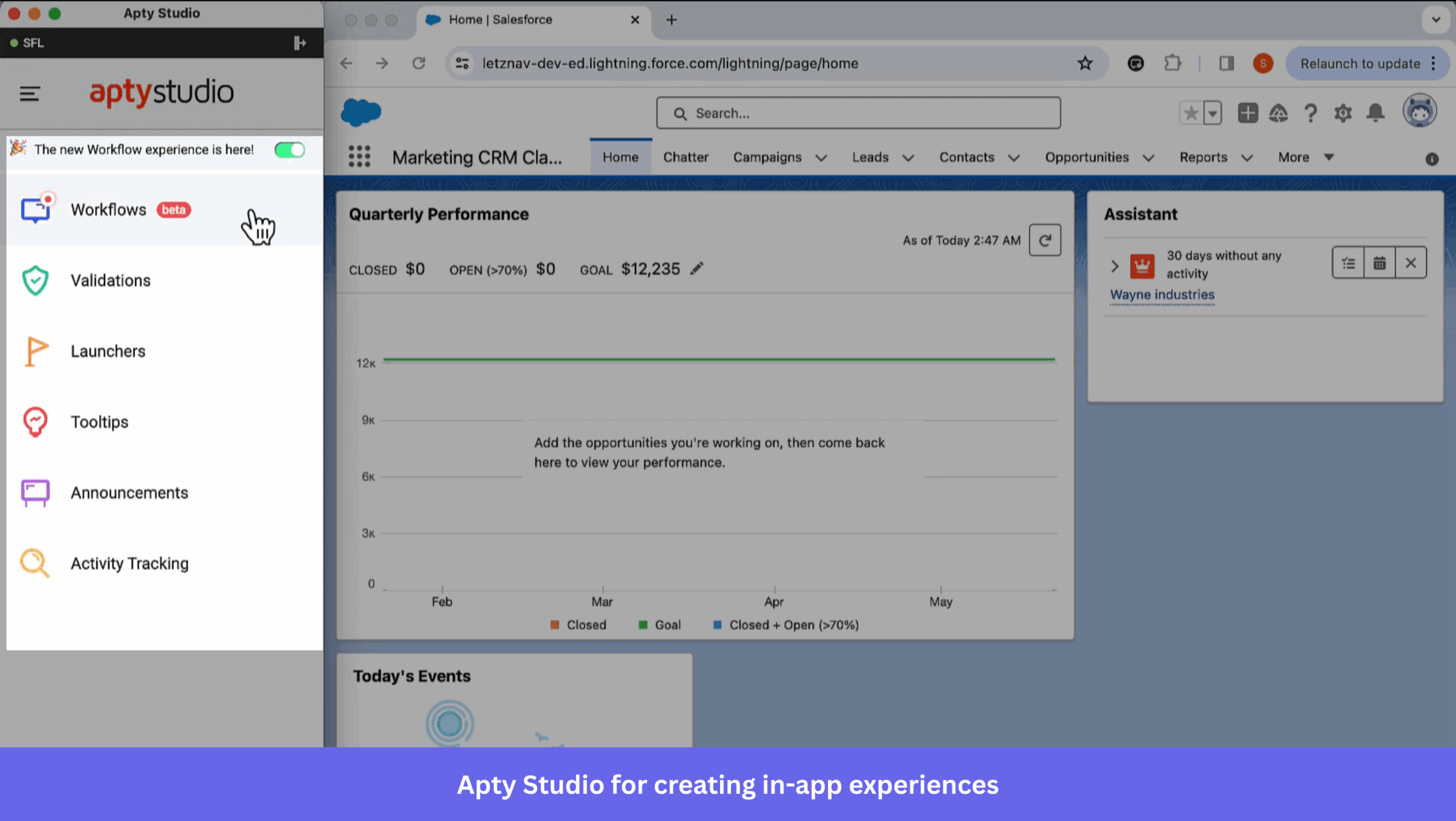 Apty studio for creating in-app experiences