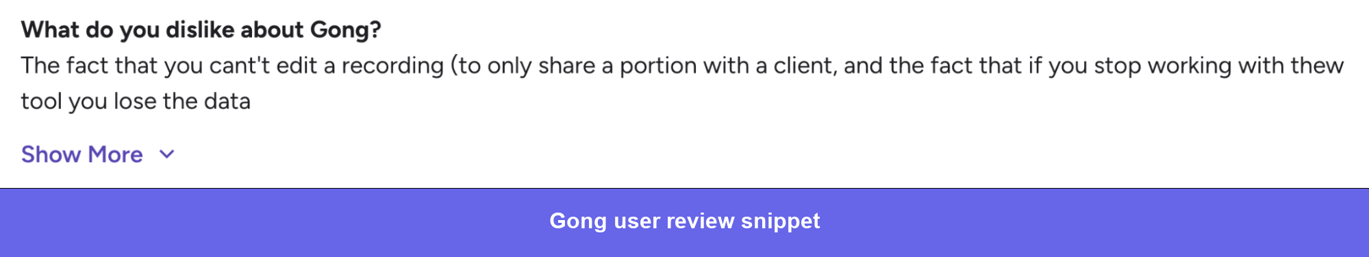 Gong negative review on G2