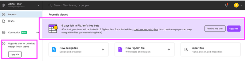 Figma Upgrade Banner Modal
