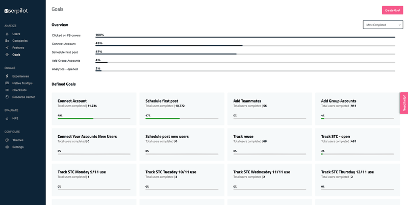 Userpilot user goal to be completed prompt reactive user onboarding