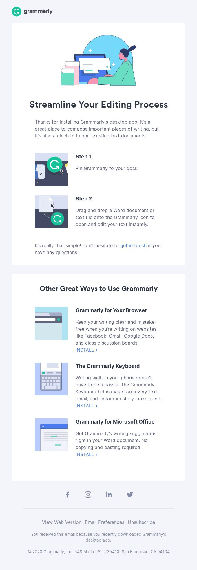 Grammarly's education email.