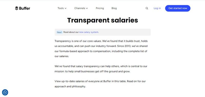 Buffer's transparent compensation statement
