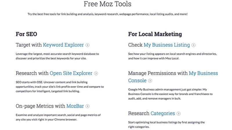 moz free tools - saas lead generation strategies