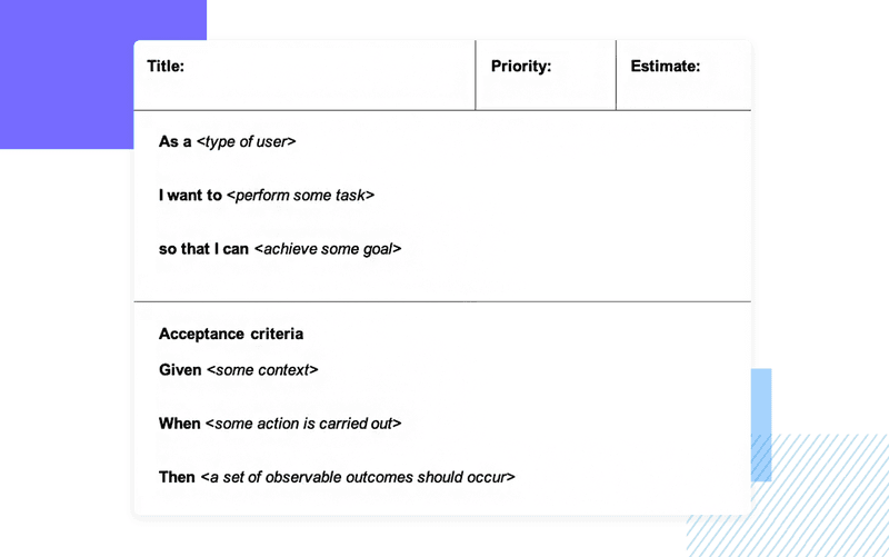 User Story template from Justinmind