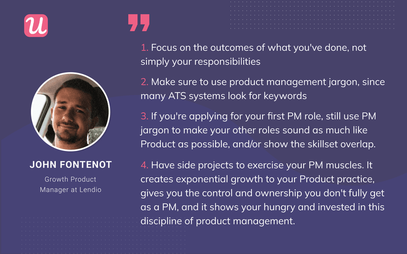 John Fontenot’s key tips on how to write a good product manager resume.