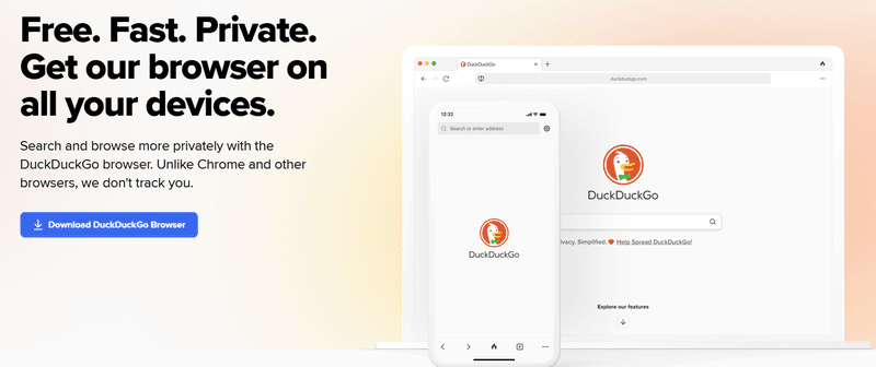Homepage positioning and messaging: DuckDuckGo homepage