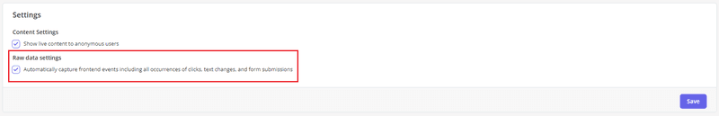 Scroll down to the bottom of the settings page to see if the autocapture feature is enabled.