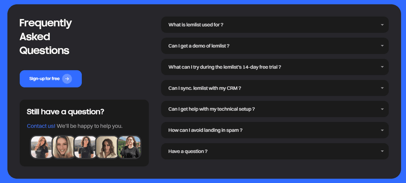 FAQ on Lemlip homepage