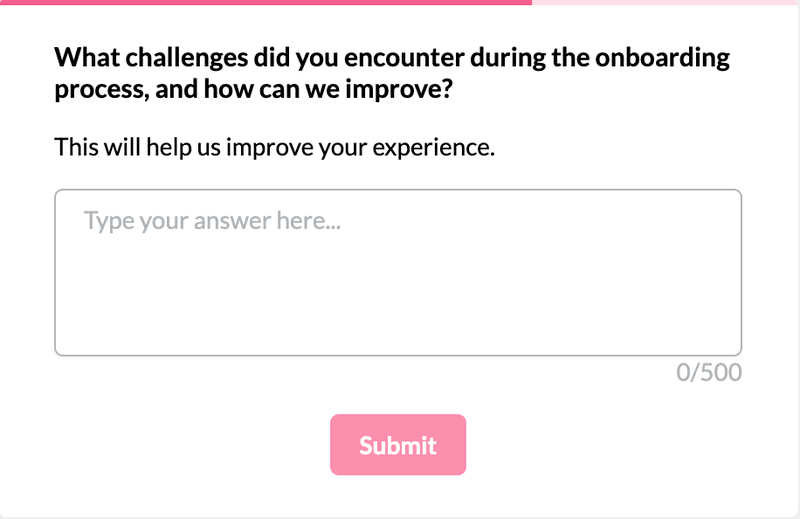 In-app onboarding survey