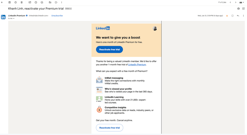 linkedin premium reactivation