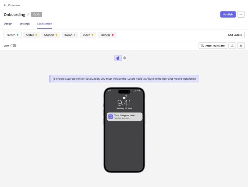 How to send push notifications localization