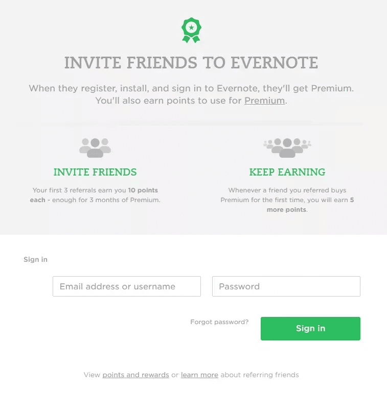 loyalty program example evernote