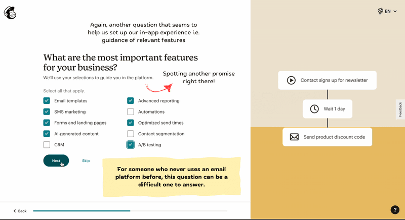 Mailchip poor customer experience example