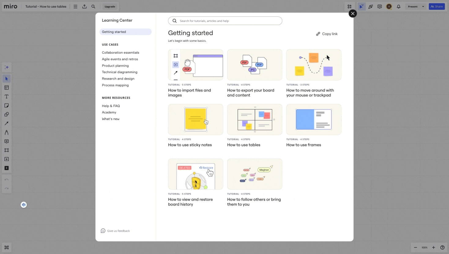 Help center examples: Miro