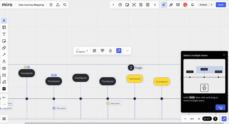 Slideout example used in product tour for ongoing user guidance