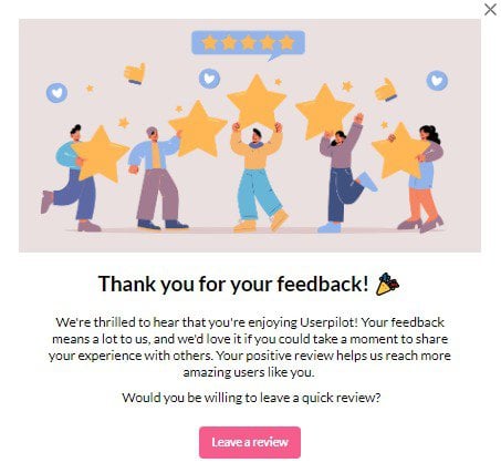 Modal asking users to leave a review