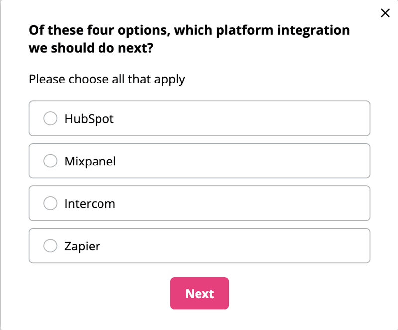 multiple choice product satisfcation survey example