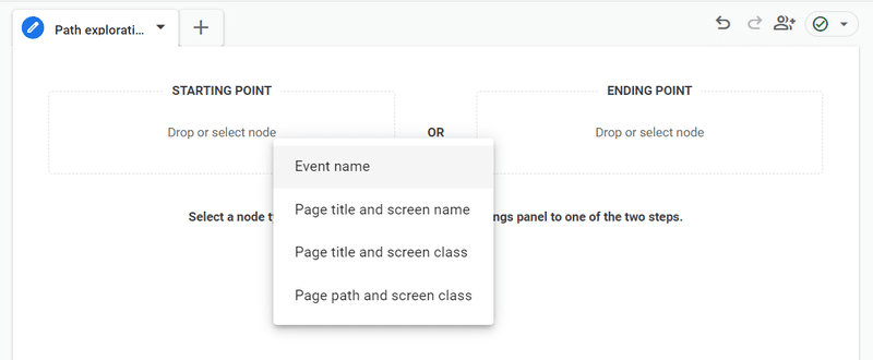 Specify the node type for the starting point