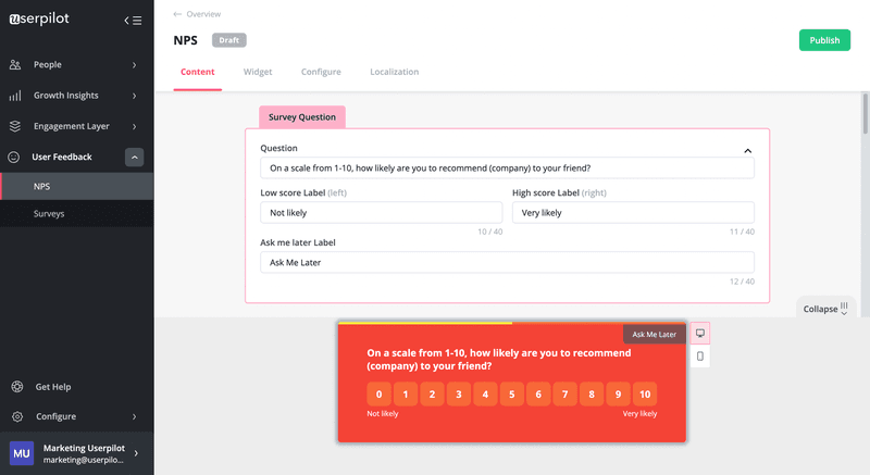 nps product satisfaction survey userpilot