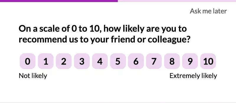 Product survey questions: NPS
