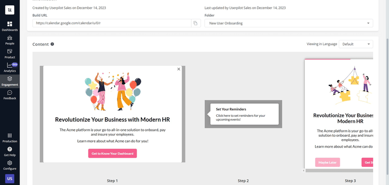 An onboarding flow created in Userpilot