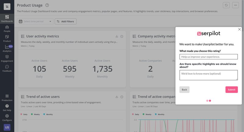 userpilot feedback tab - product strategy example