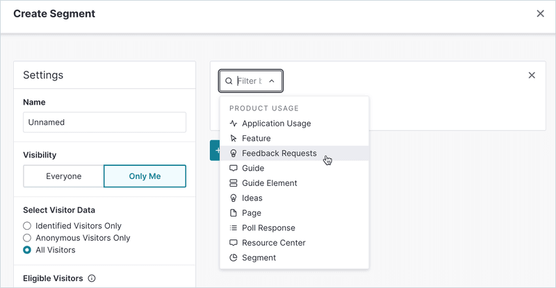 Pendo’s segmentation options