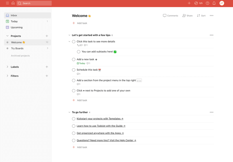 Todoist personalized content