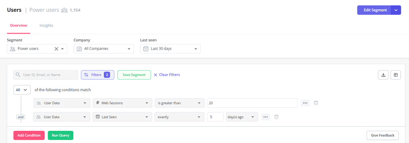 How to segment customers in Userpilot: power users