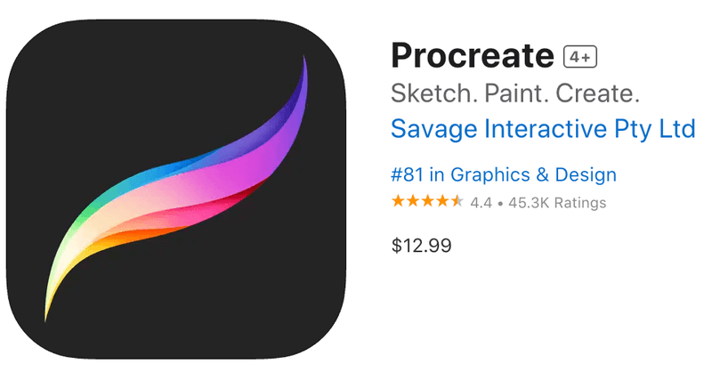 Procreate a one-time upfront payment for app download.