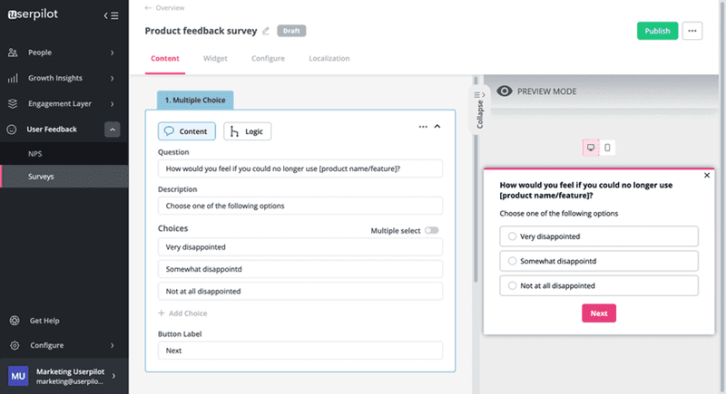 pmf product satisfaction survey template