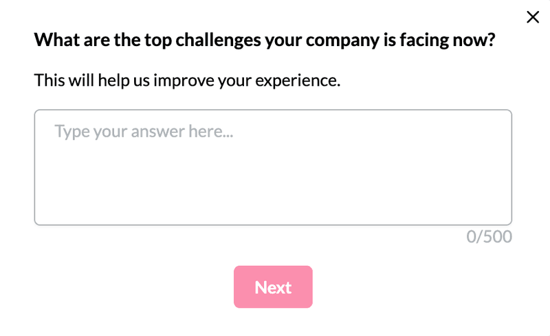 Example of a survey question using userpilot