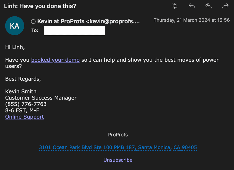 Poor demo offer email example